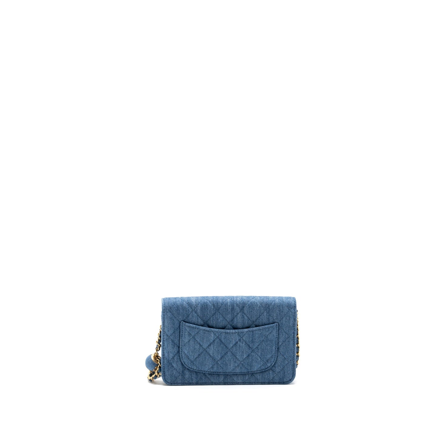 Chanel 22C Pearl Crush wallet on chain Denim blue (microchip)