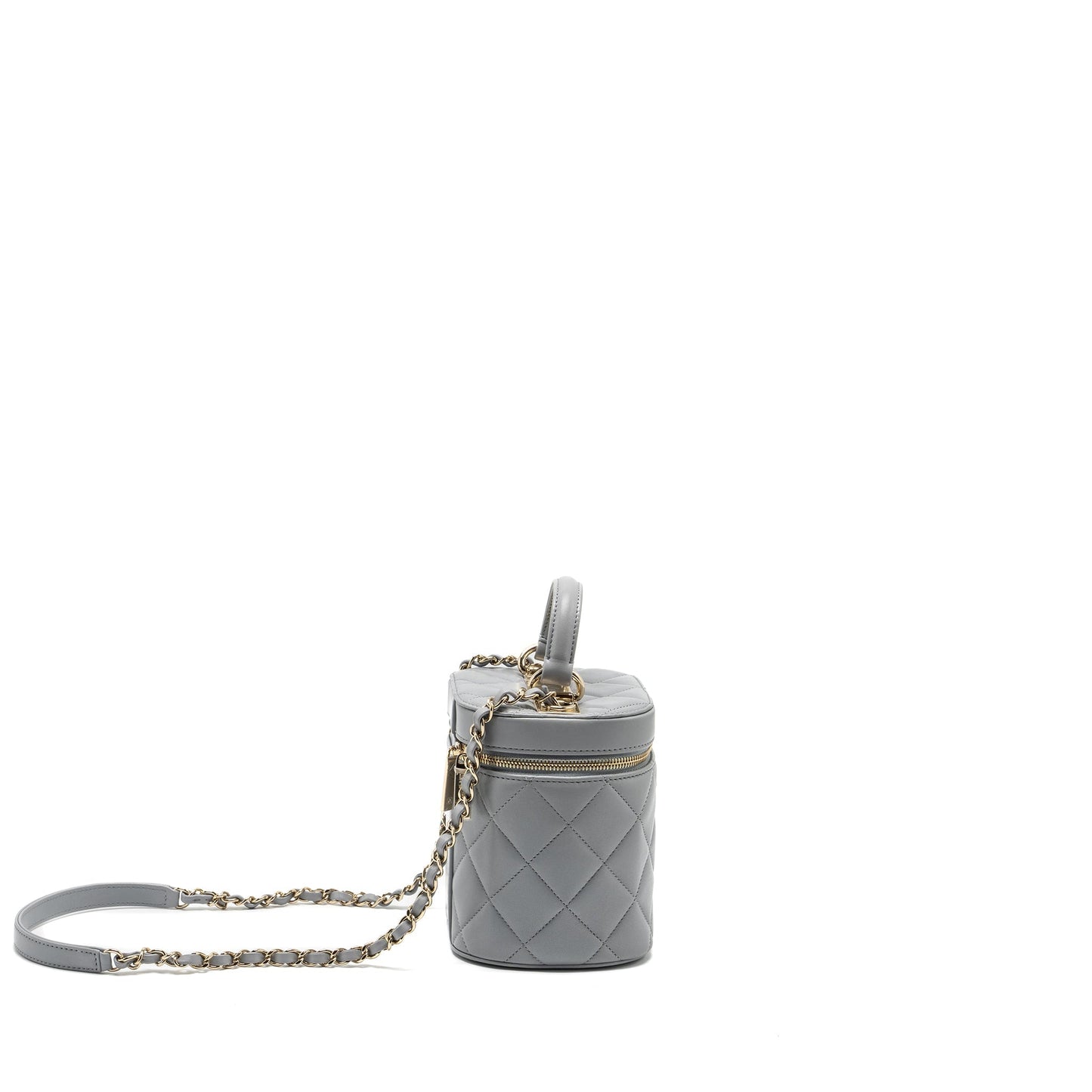 CHANEL Trendy CC Top Handle Vanity With Chain Lambskin Grey L