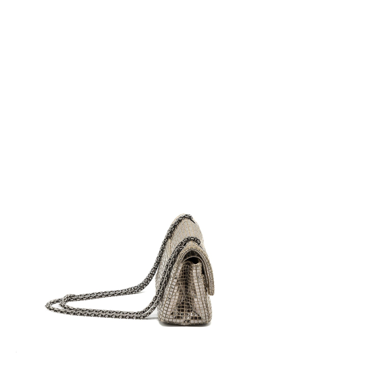 Chanel mini 2.55 reissue flap bag calfskin beige / silver