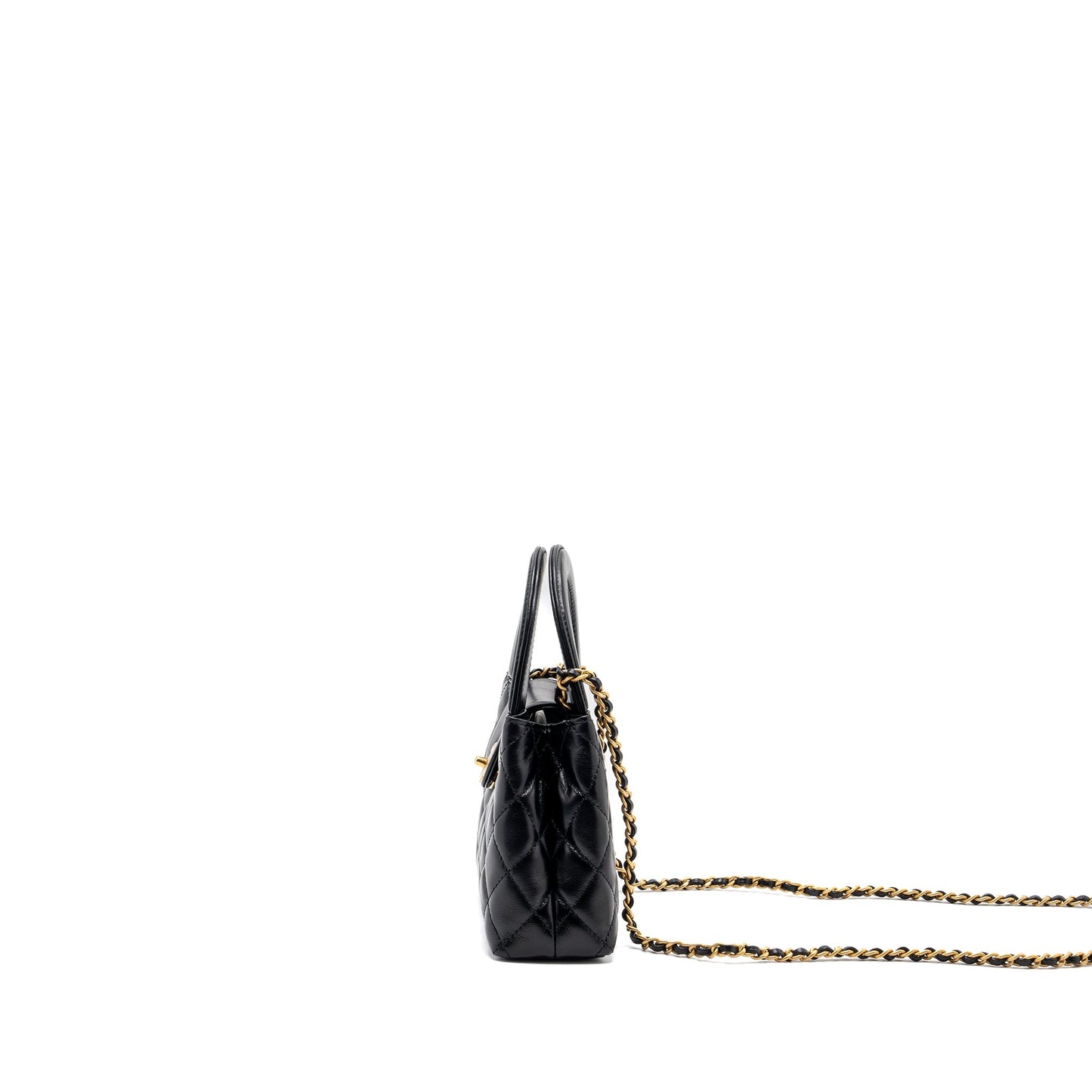 Chanel 23K mini kelly shopping tote bag Calfskin black  (microchip)