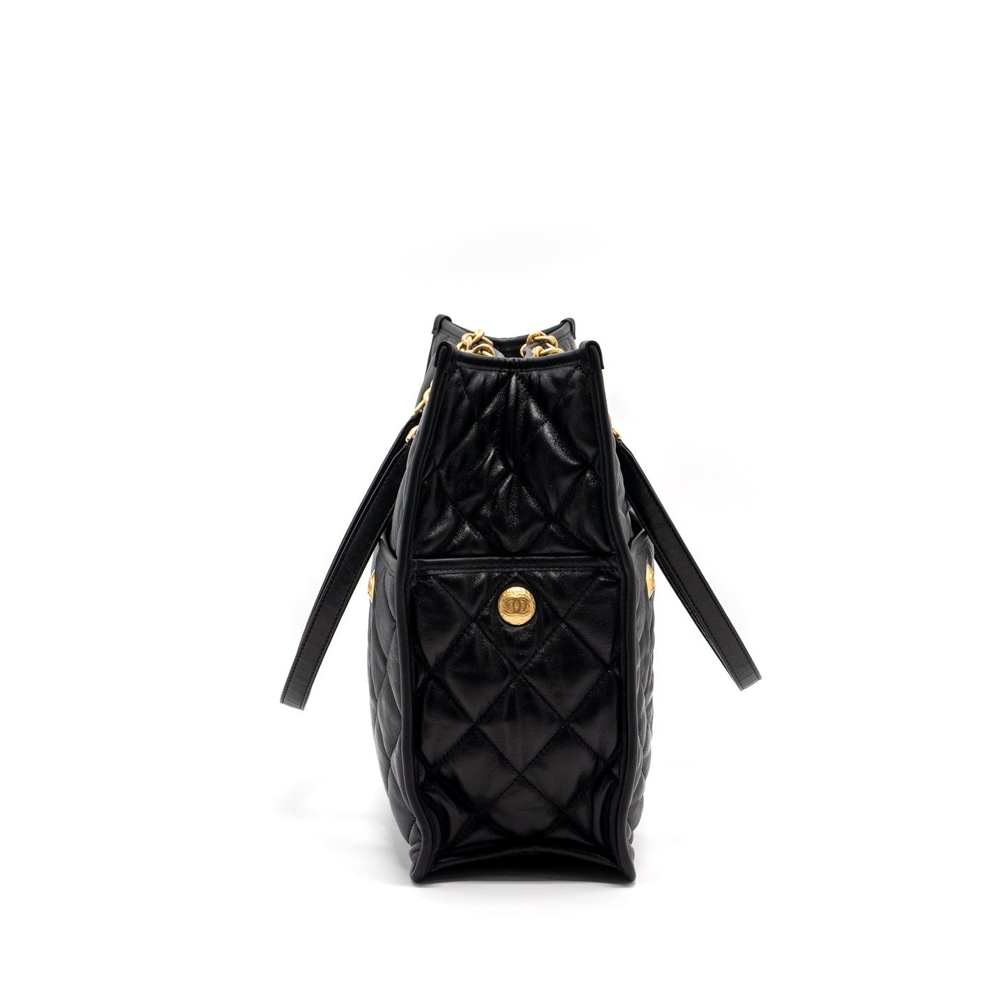 Chanel large tote bag Lambskin black brushed