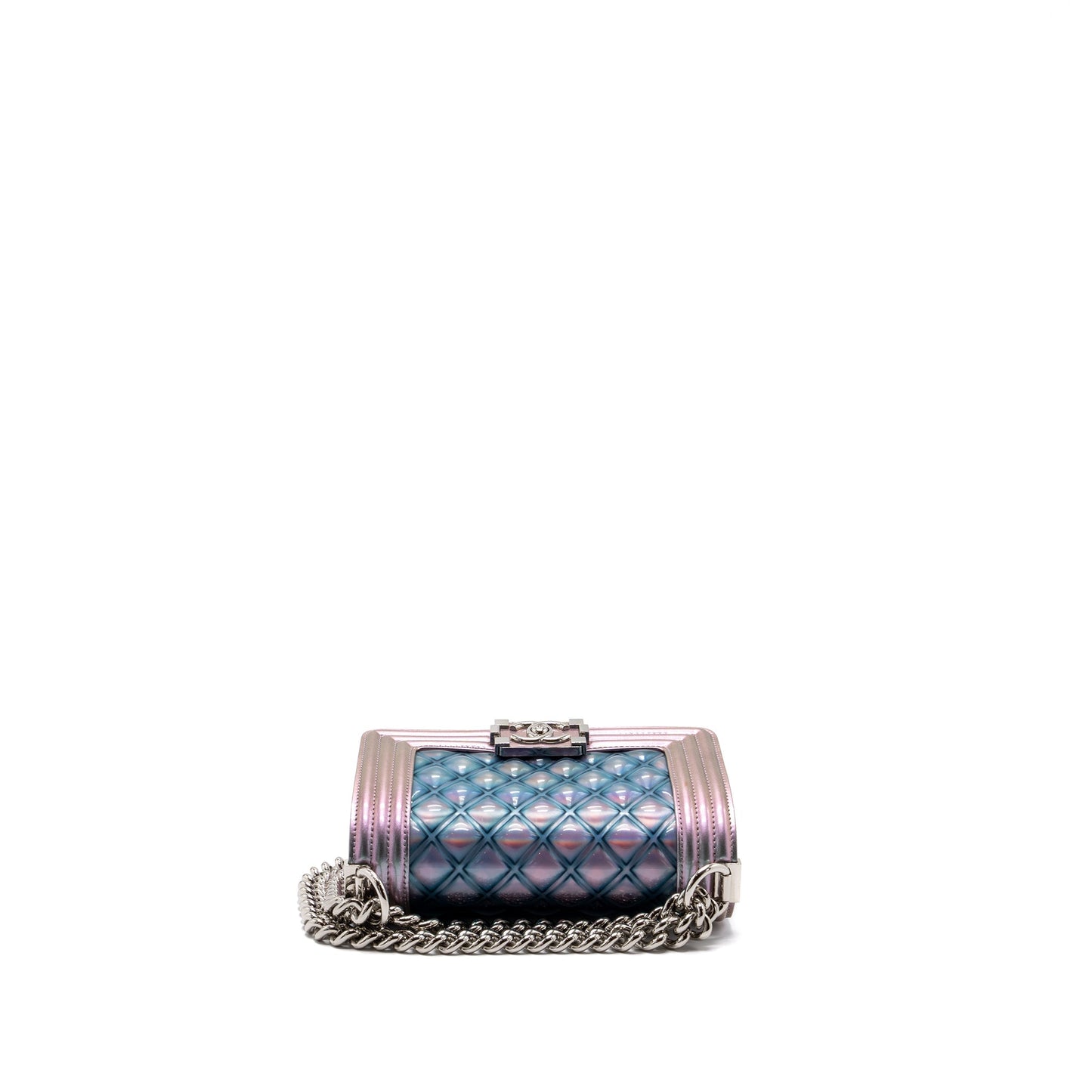 Chanel 18S small boy bag limited PVC / Patent calfskin leather iridescent light purple