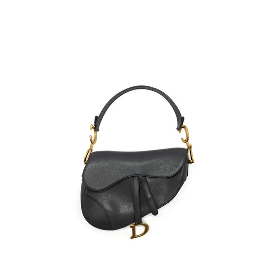 Dior Medium Saddle Purse GoatSkin Dark Grey