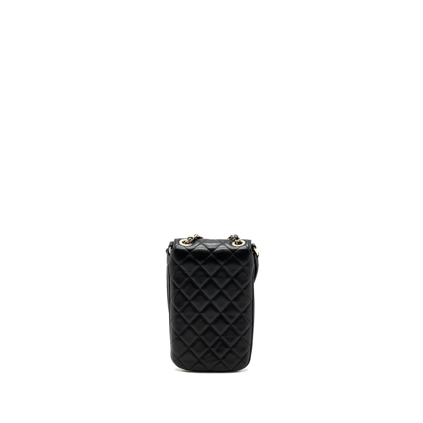 Chanel Phone Holder With Chain Lambskin Black L