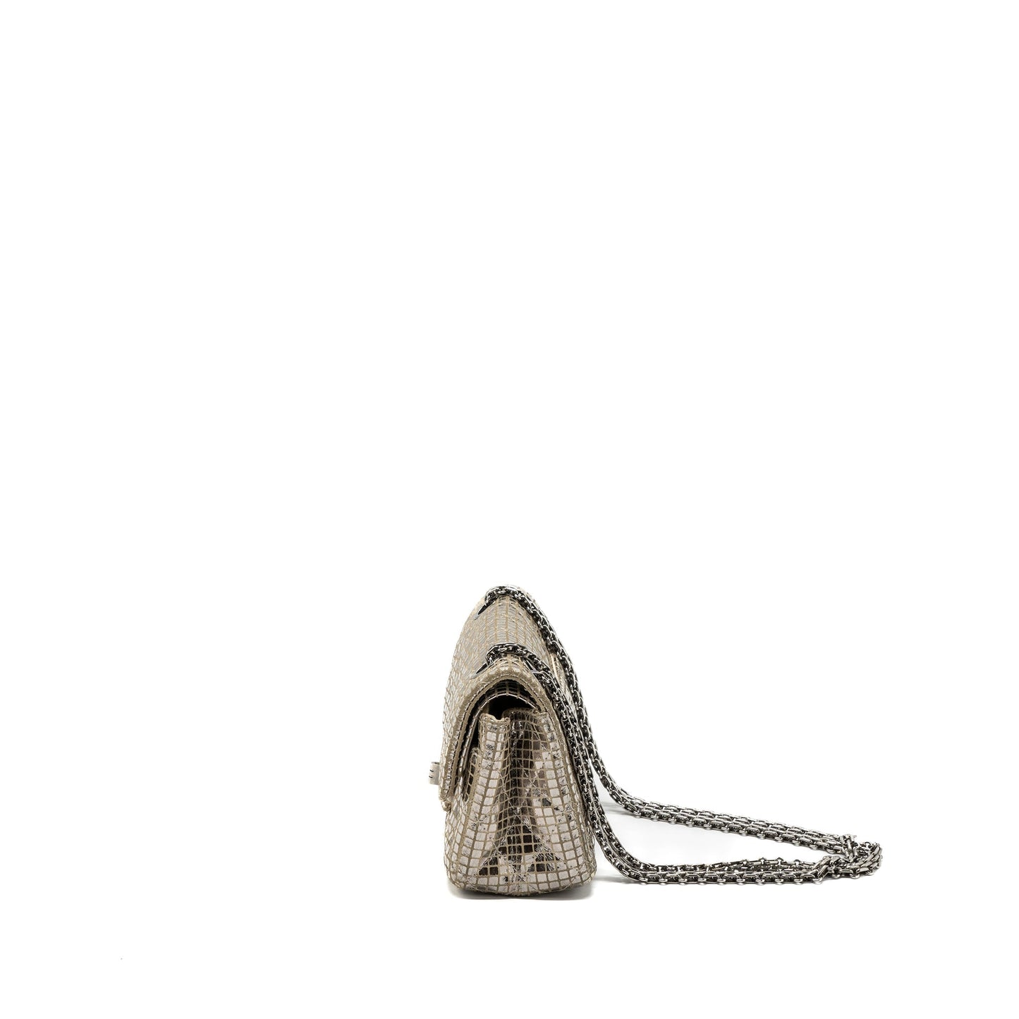 Chanel mini 2.55 reissue flap bag calfskin beige / silver