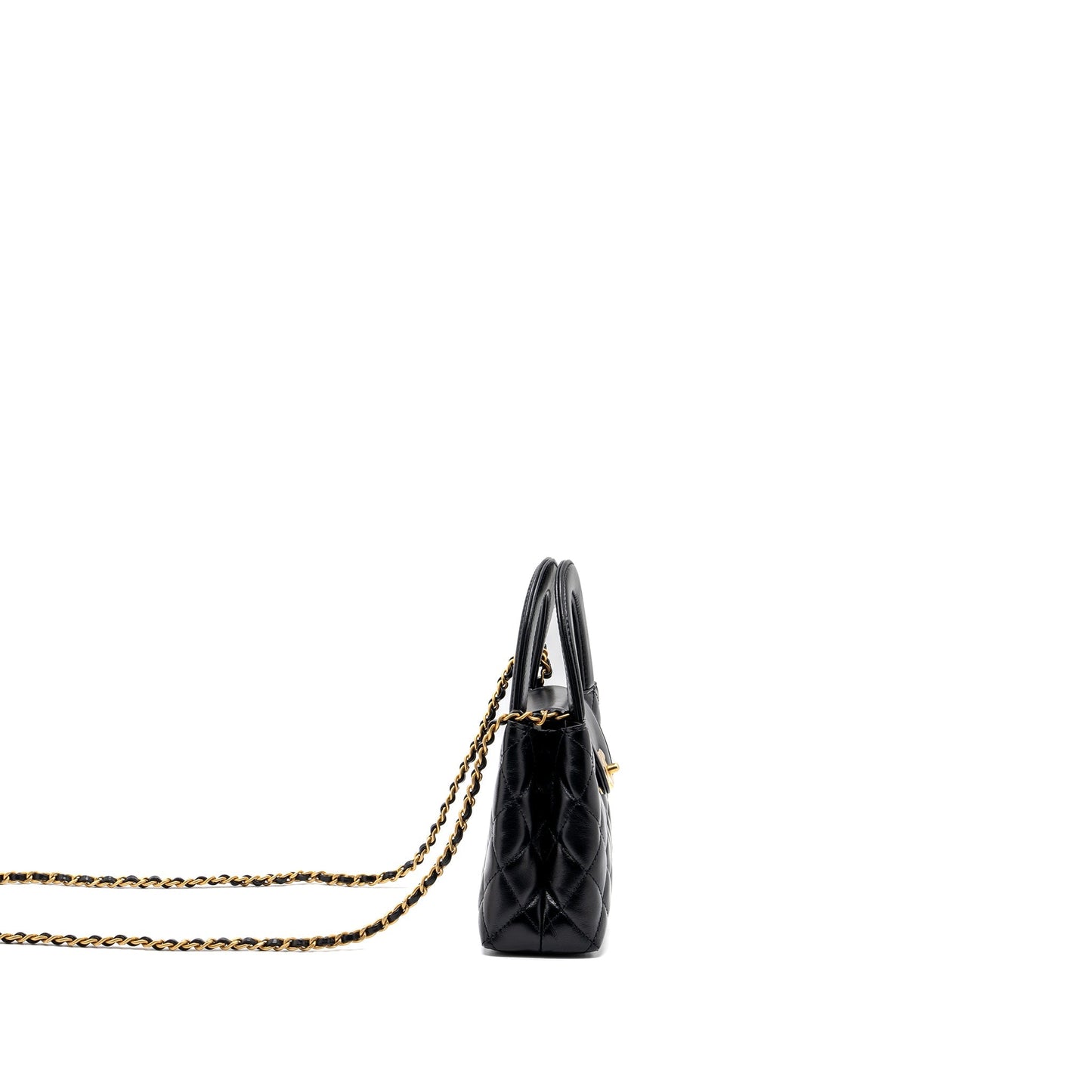 Chanel 23K mini kelly shopping tote bag Calfskin black  (microchip)