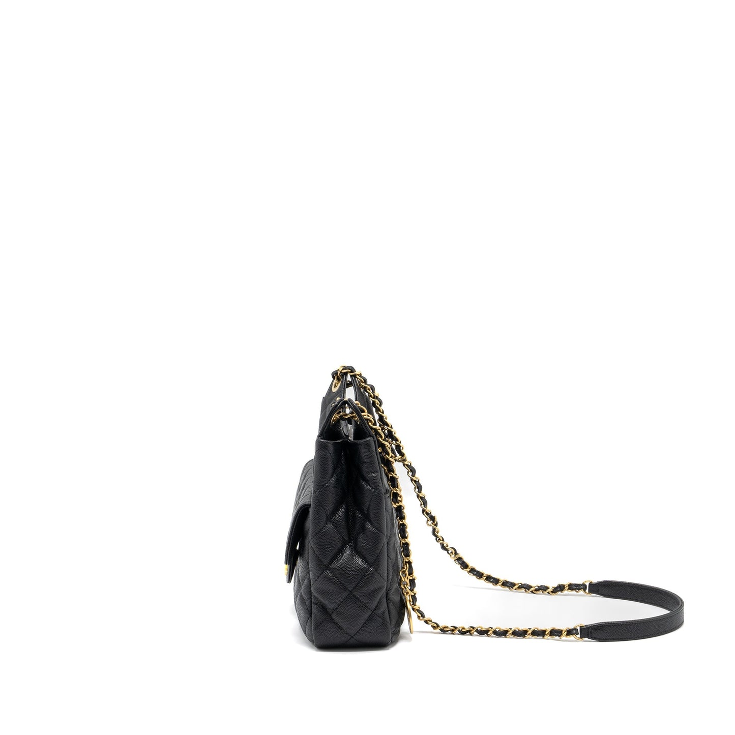 Chanel 23C Hobo Bag Grained Calfskin Black  (Microchip)