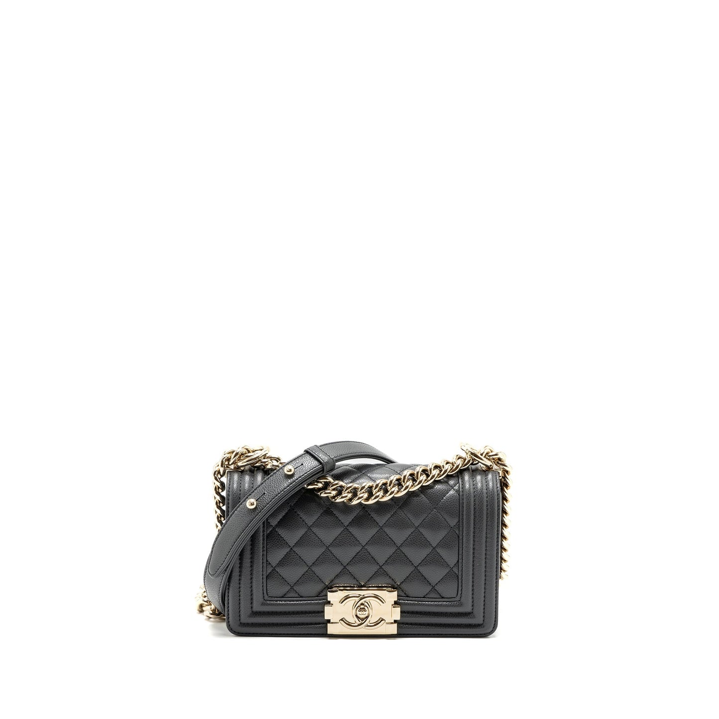 Chanel small boy bag caviar grey L (microchip)