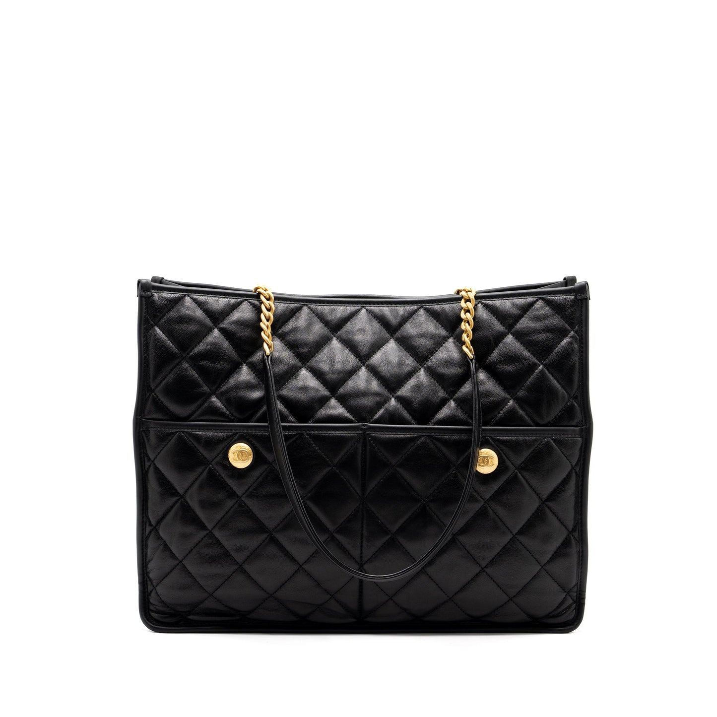 Chanel large tote bag Lambskin black brushed