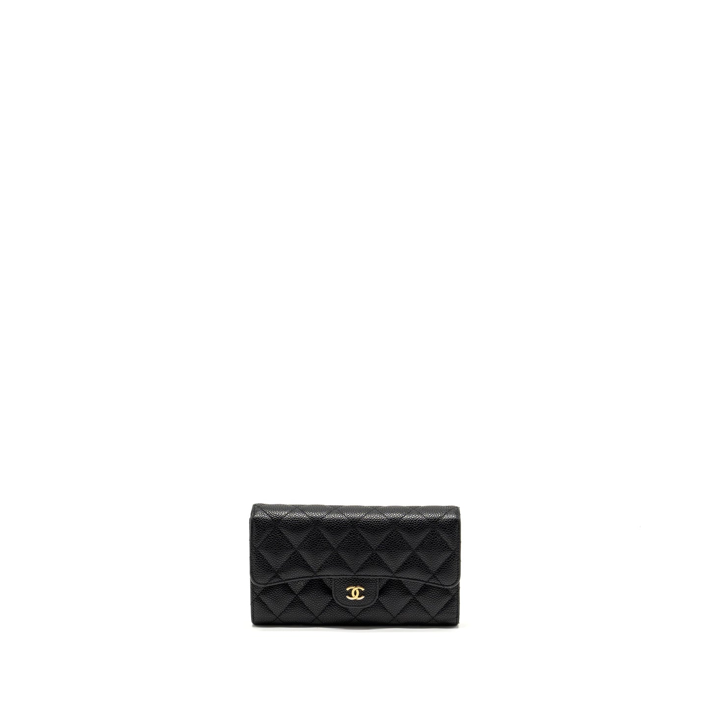 Chanel Classic flap long wallet Caviar black