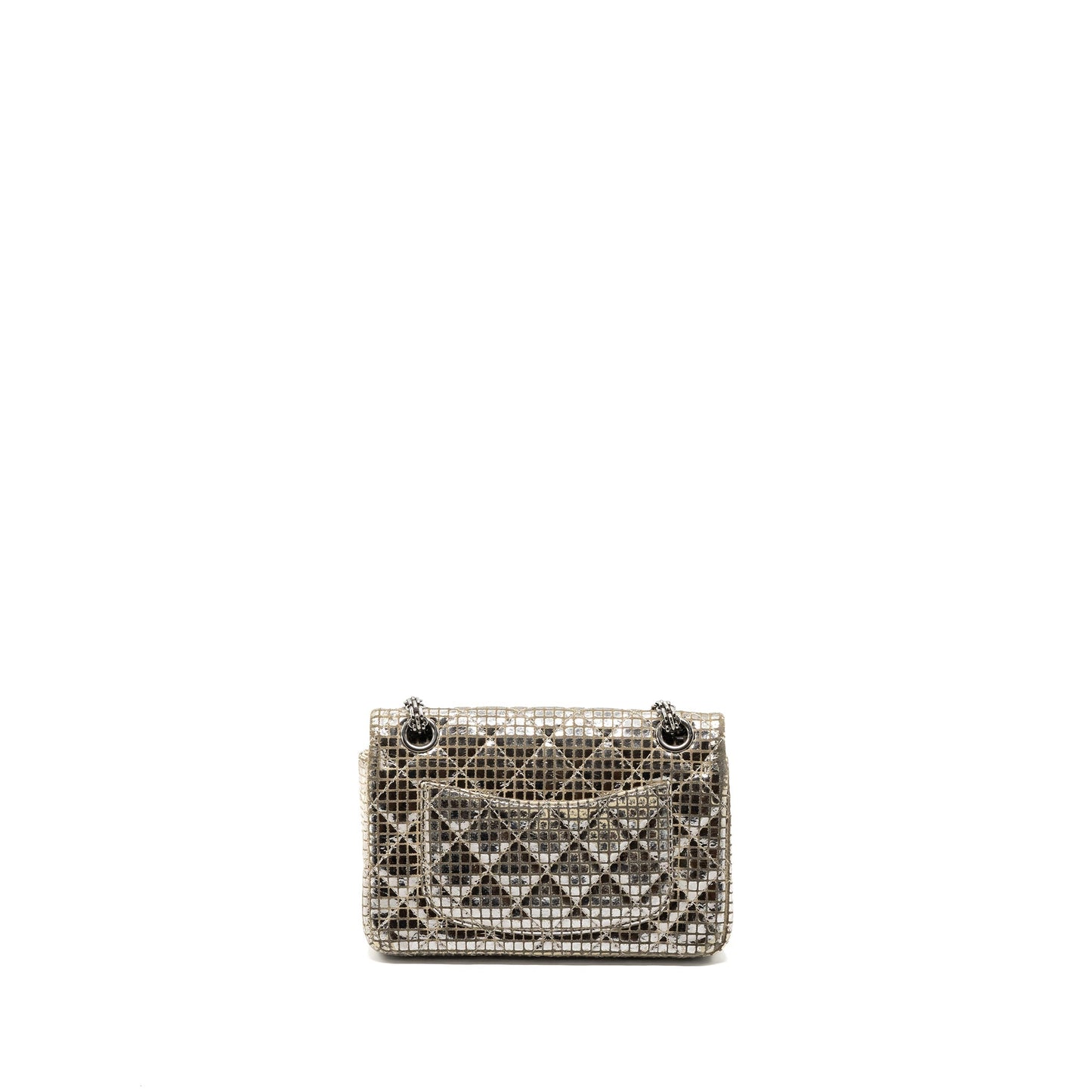 Chanel mini 2.55 reissue flap bag calfskin beige / silver