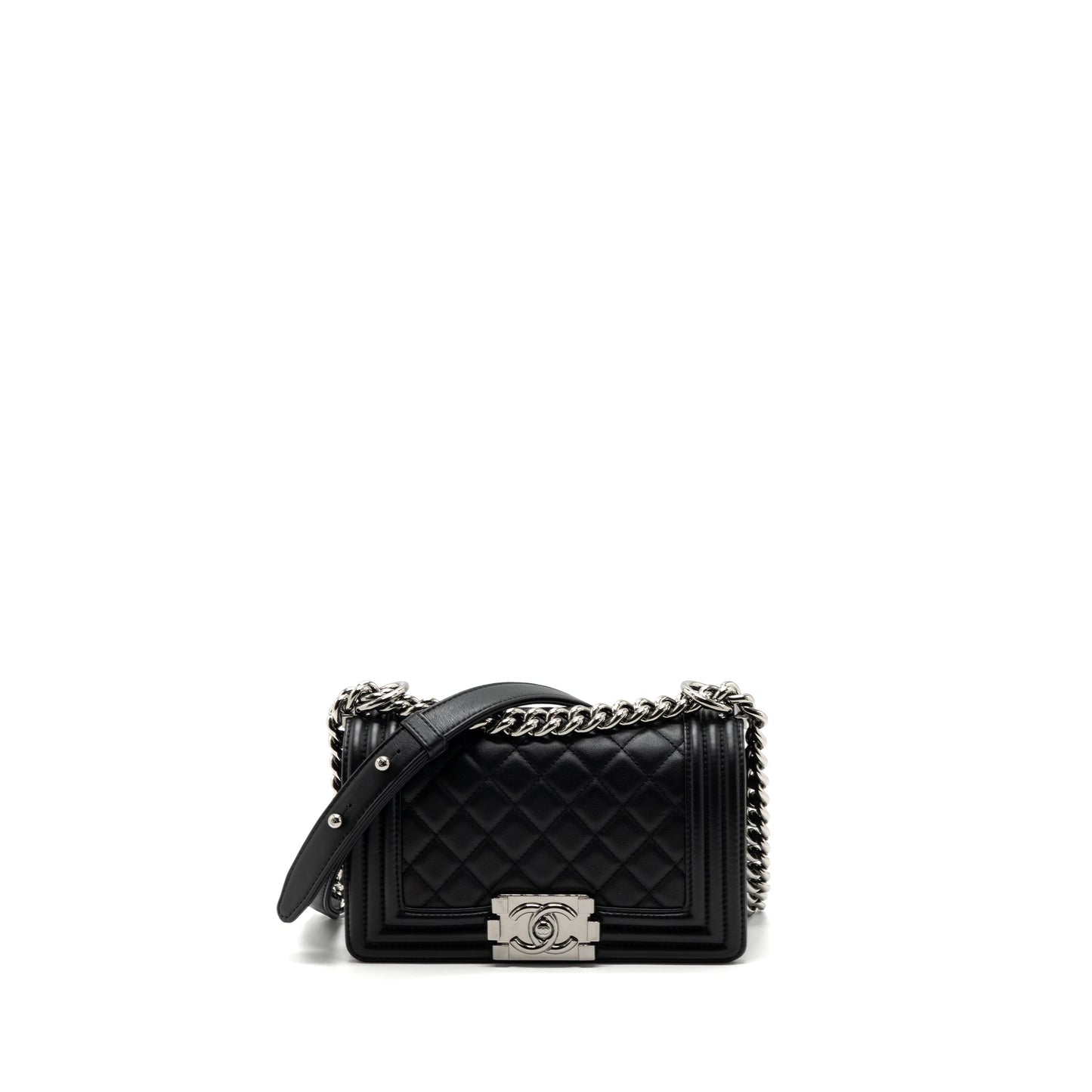 Chanel Small Boy Bag Calfskin Black  (microchip)