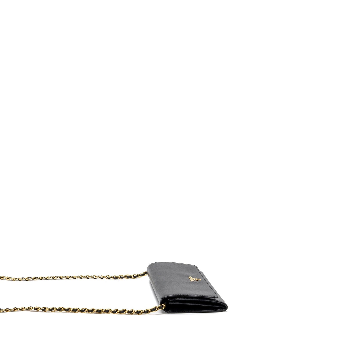 Prada long wallet with chain saffiano black