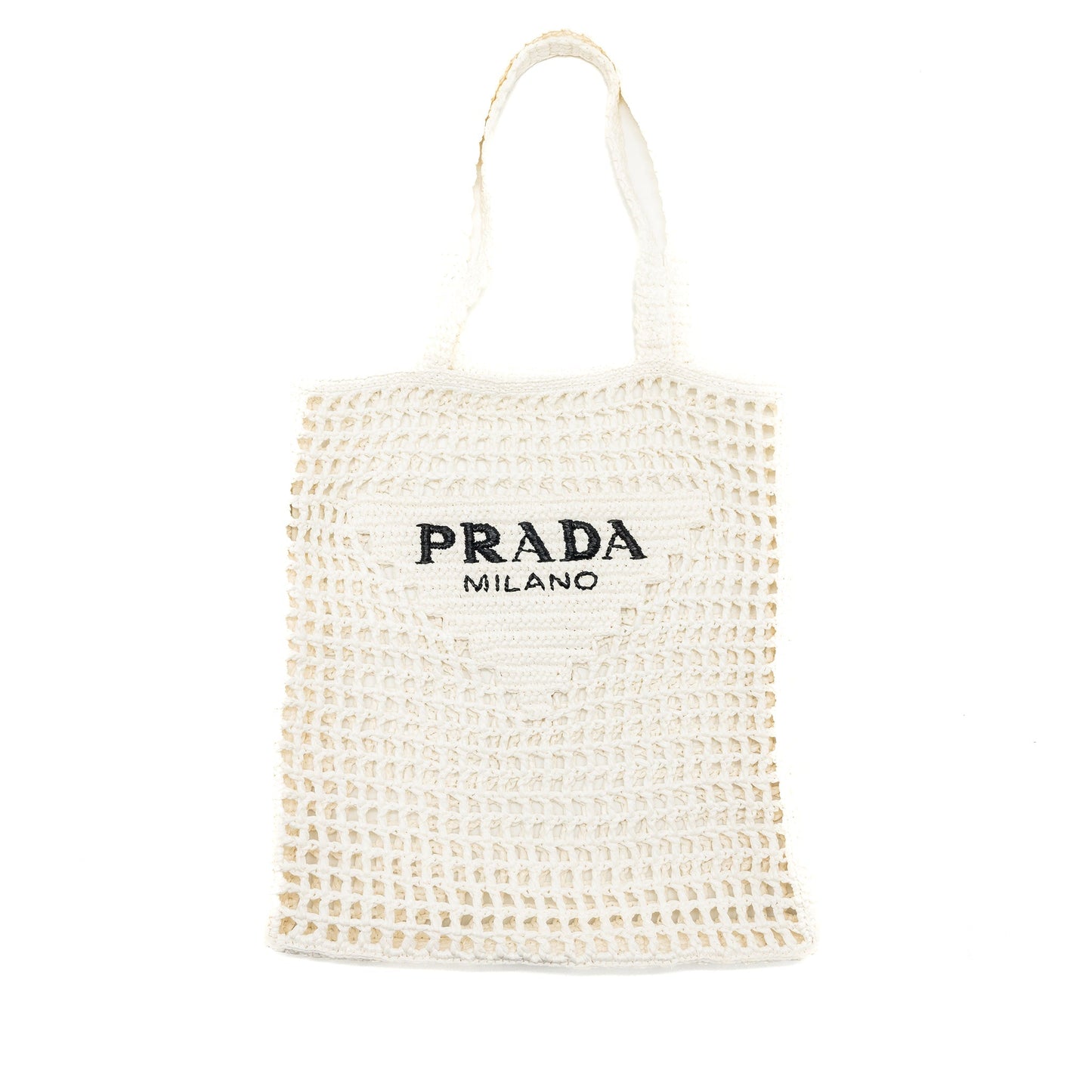 Prada crochet tote Purse raffia white