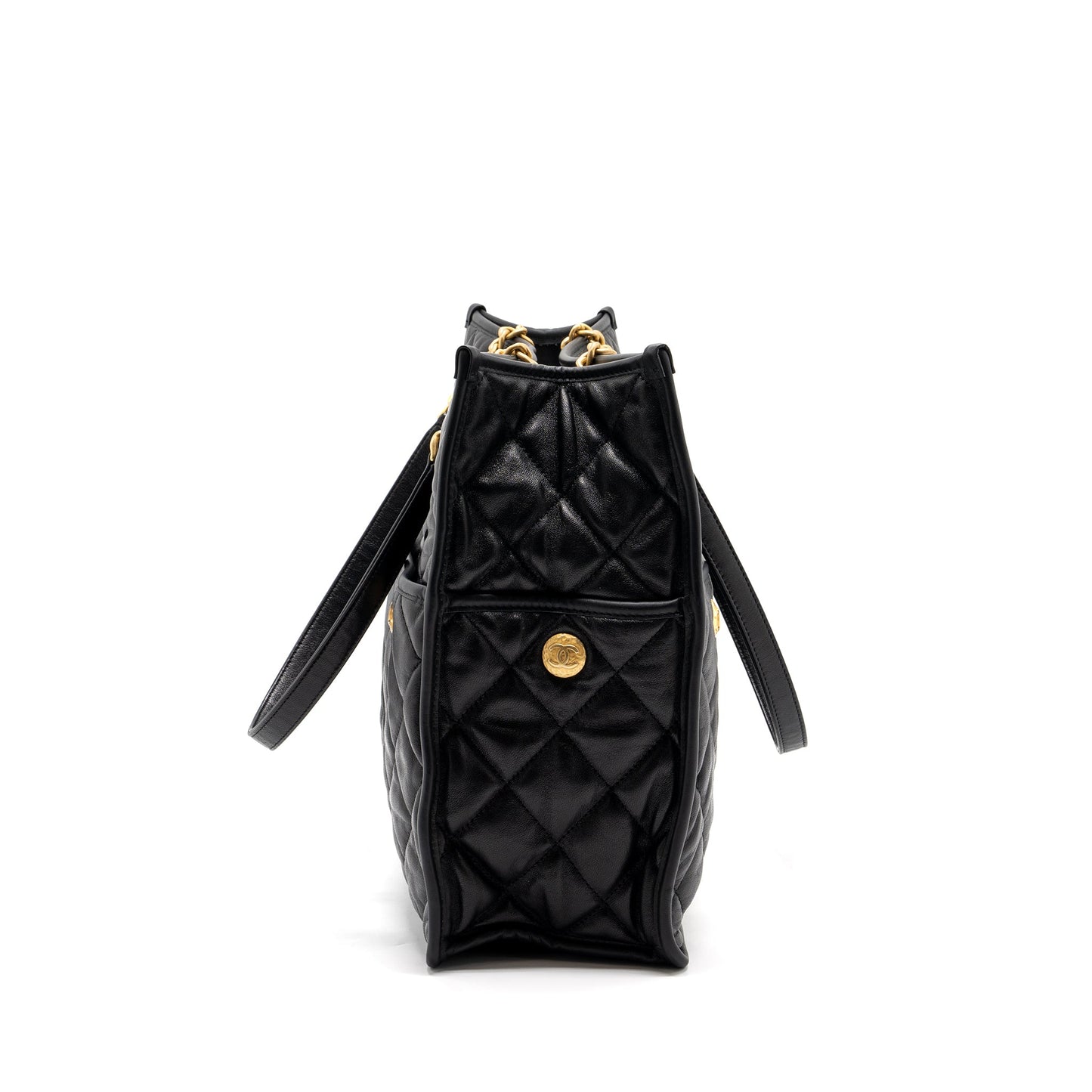 Chanel large tote bag Lambskin black brushed