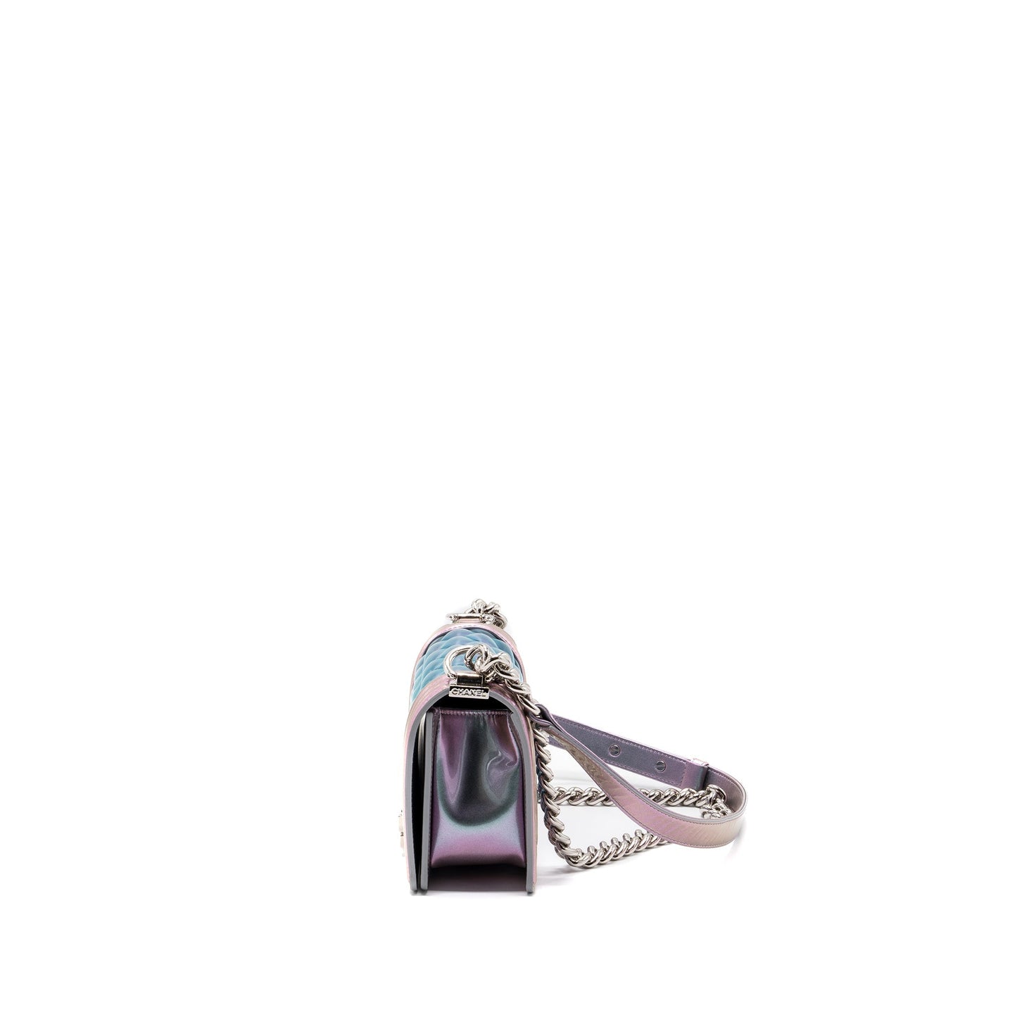 Chanel 18S small boy bag limited PVC / Patent calfskin leather iridescent light purple
