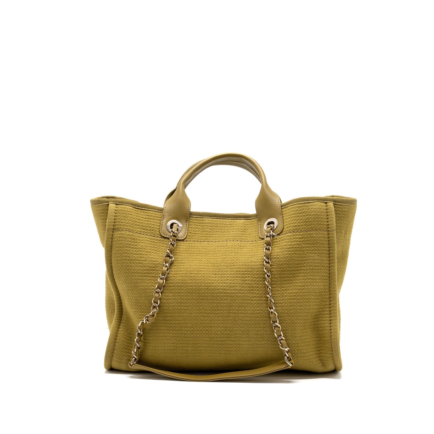 Chanel Deauville Tote Bag Canvas Olive Green L (microchip)
