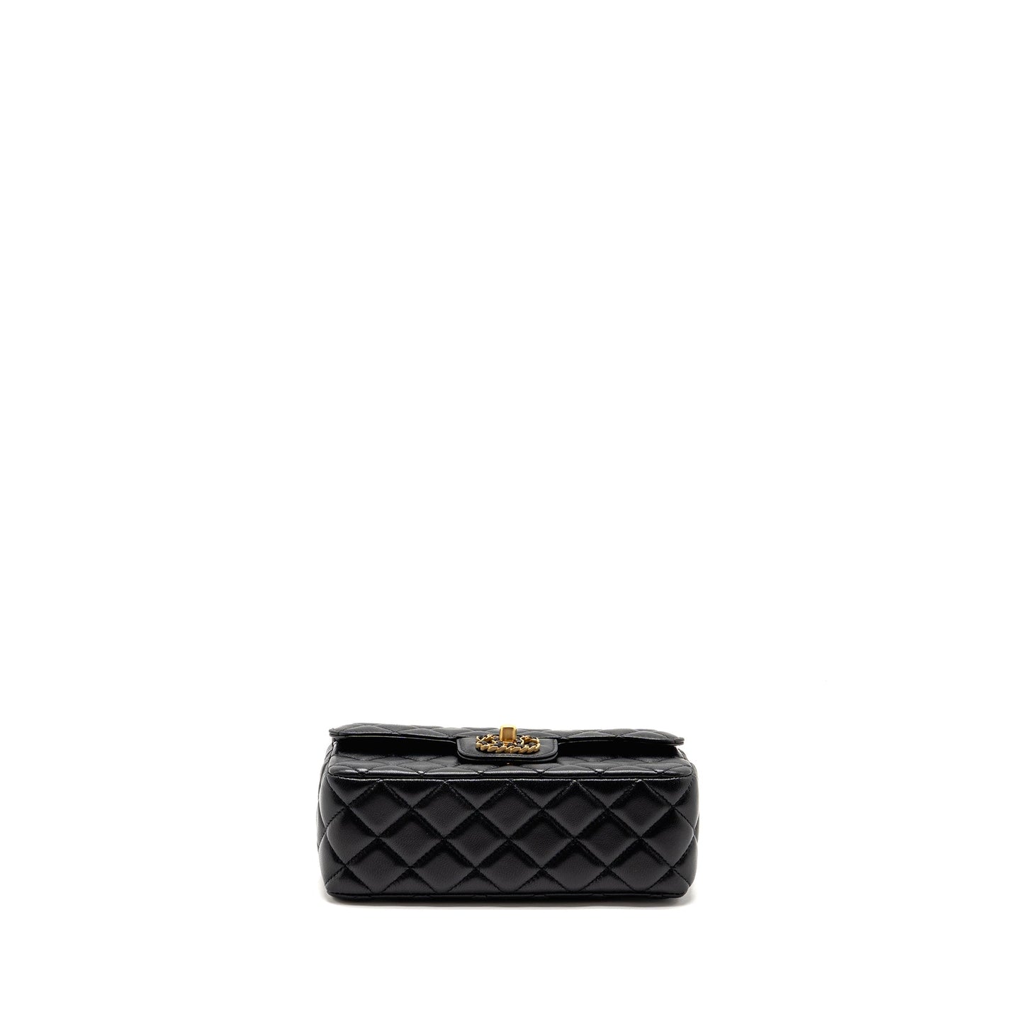 Chanel 24c Detail Top Handle Flap Bag Lambskin Black