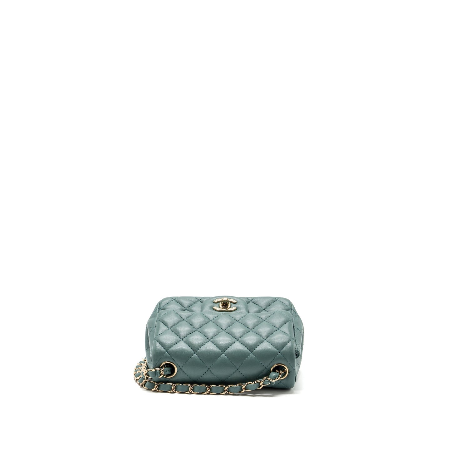 Chanel classic mini square flap bag lambskin green L (microchip)