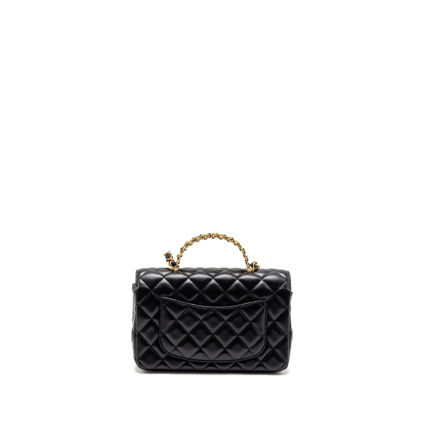 Chanel 24c Detail Top Handle Flap Bag Lambskin Black