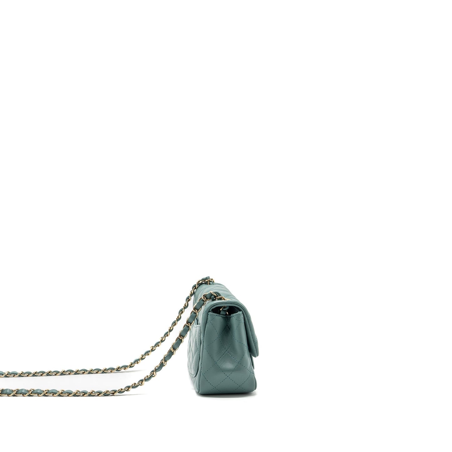 Chanel classic mini square flap bag lambskin green L (microchip)