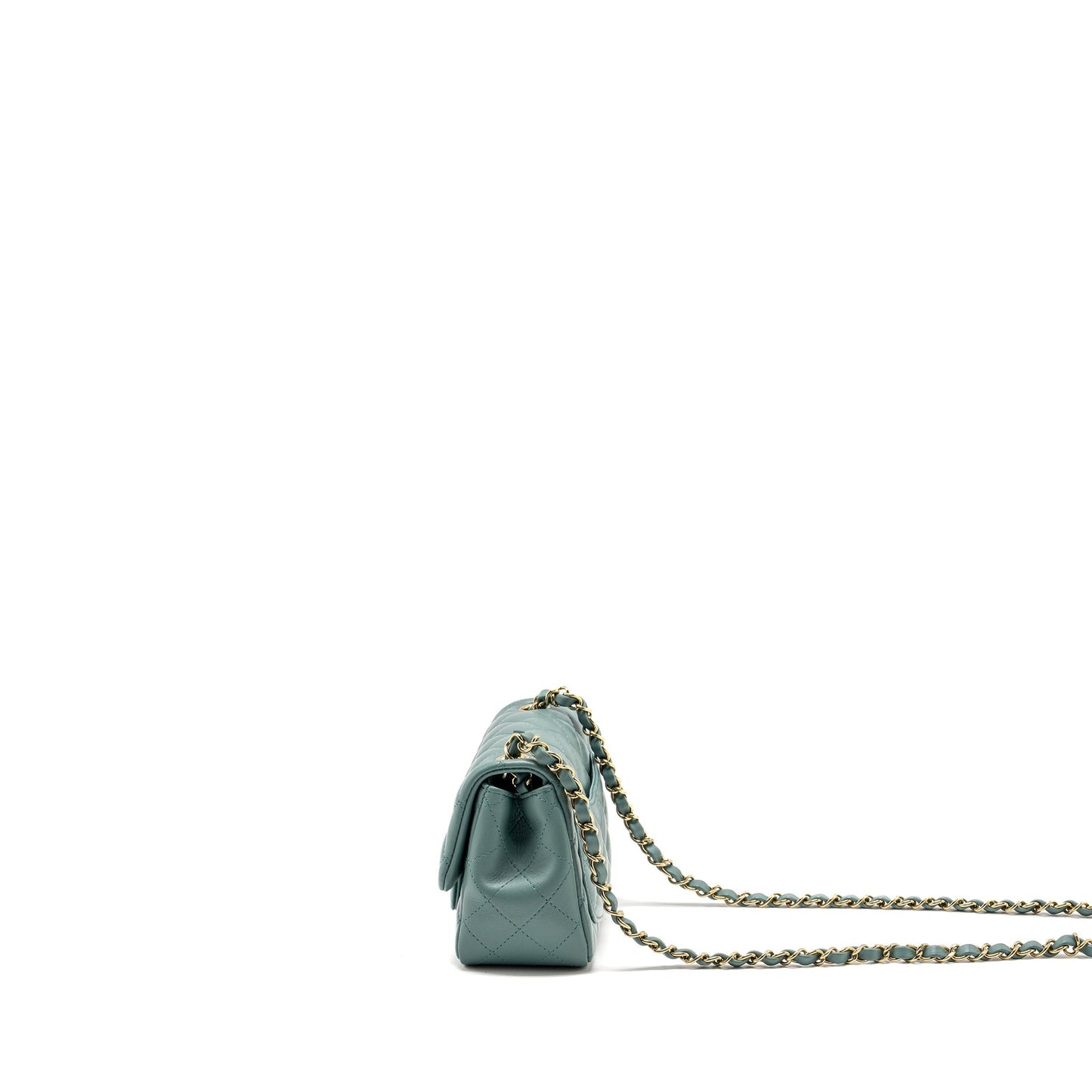 Chanel Mini Square Flap Bag Lambskin Green L (Microchip)