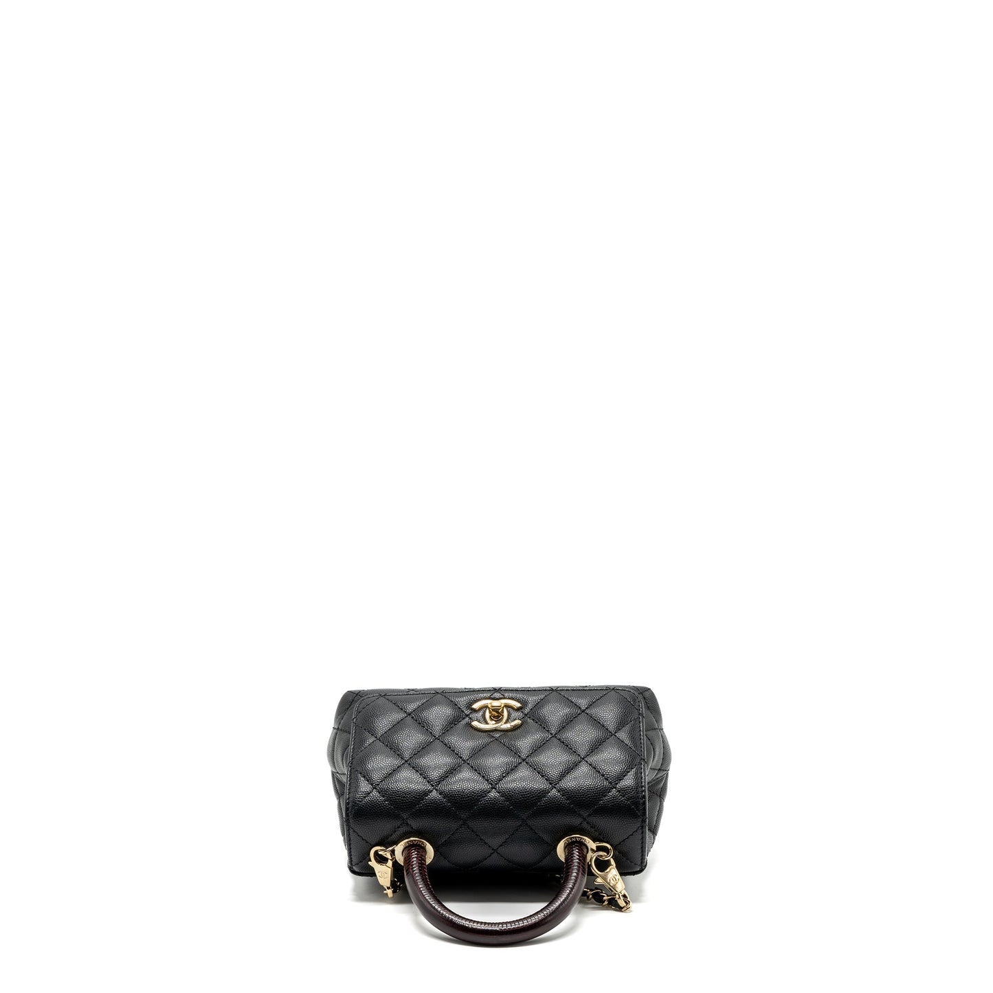 Chanel Coco Handle Extra Mini With Lizard Embossed Handle Caviar Black L(microchip)