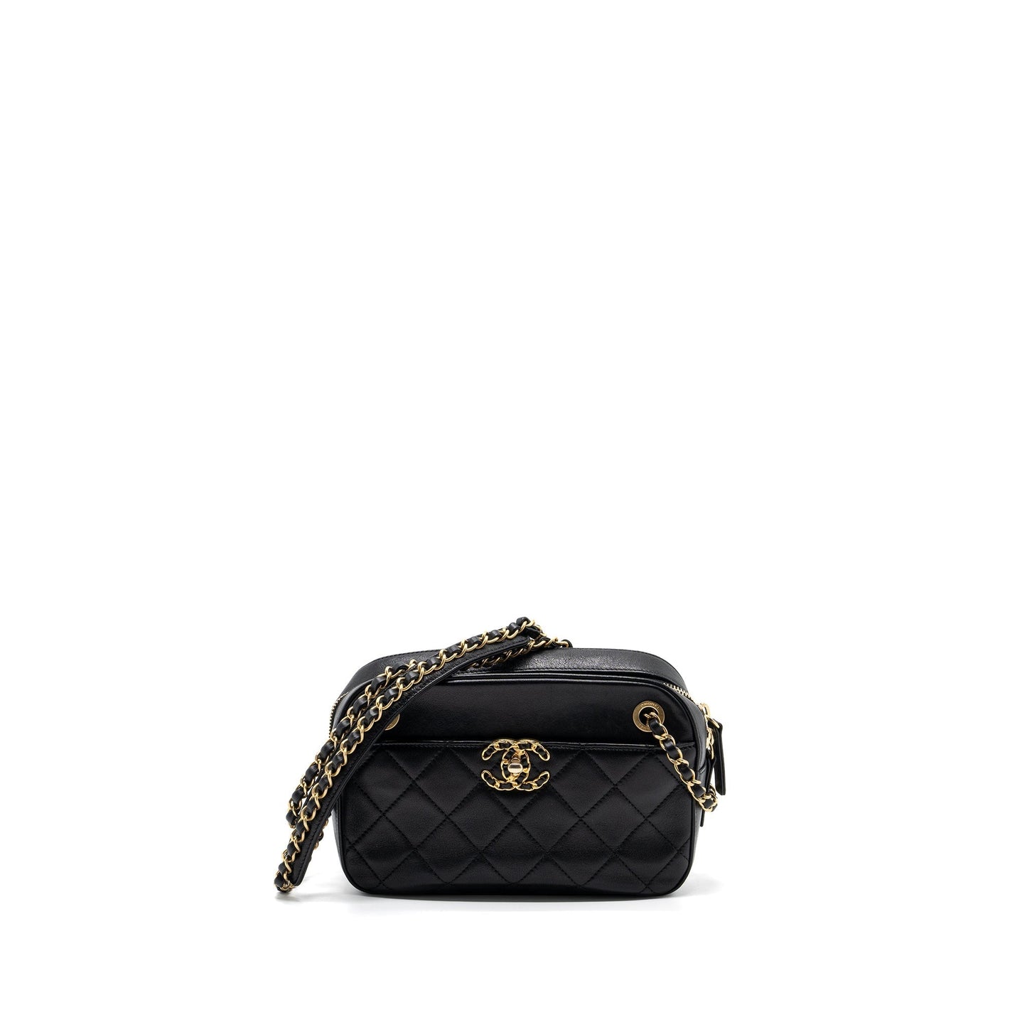 Chanel CC chain logo camera bag lambskin black