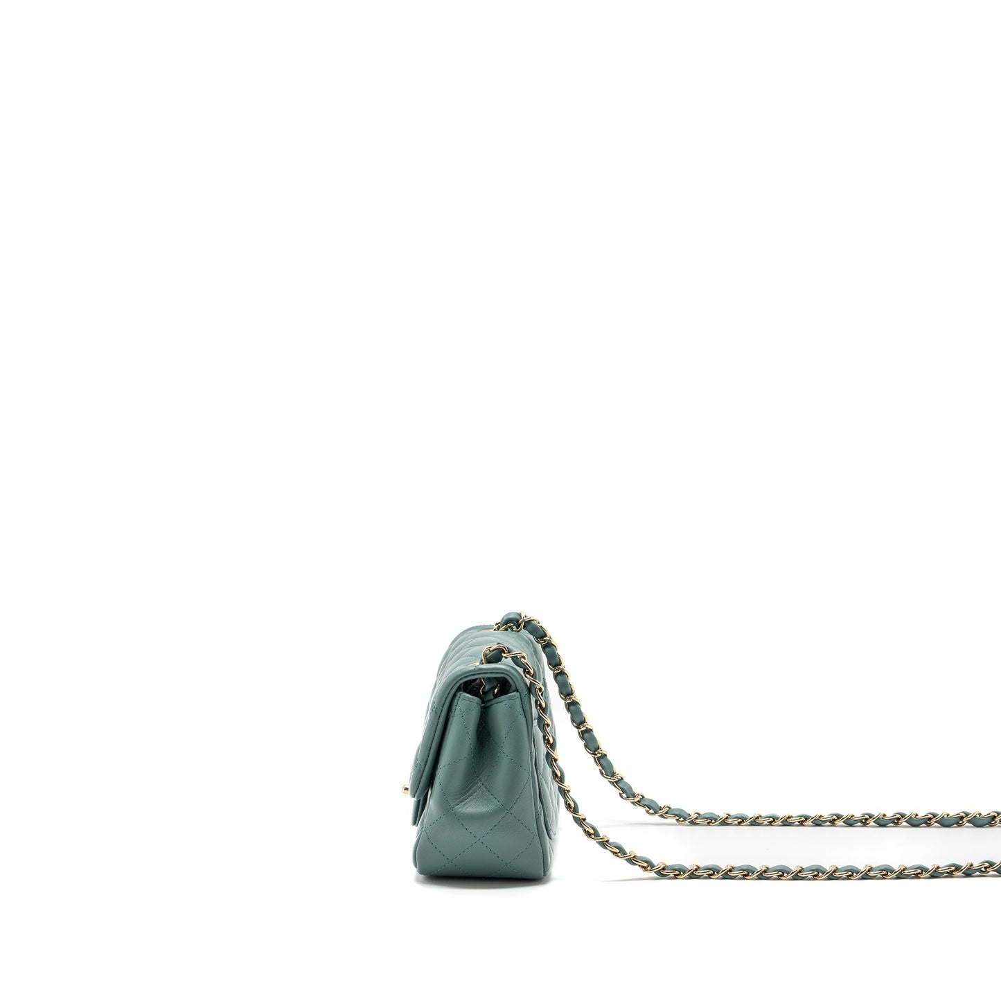Chanel classic mini square flap bag lambskin green L (microchip)