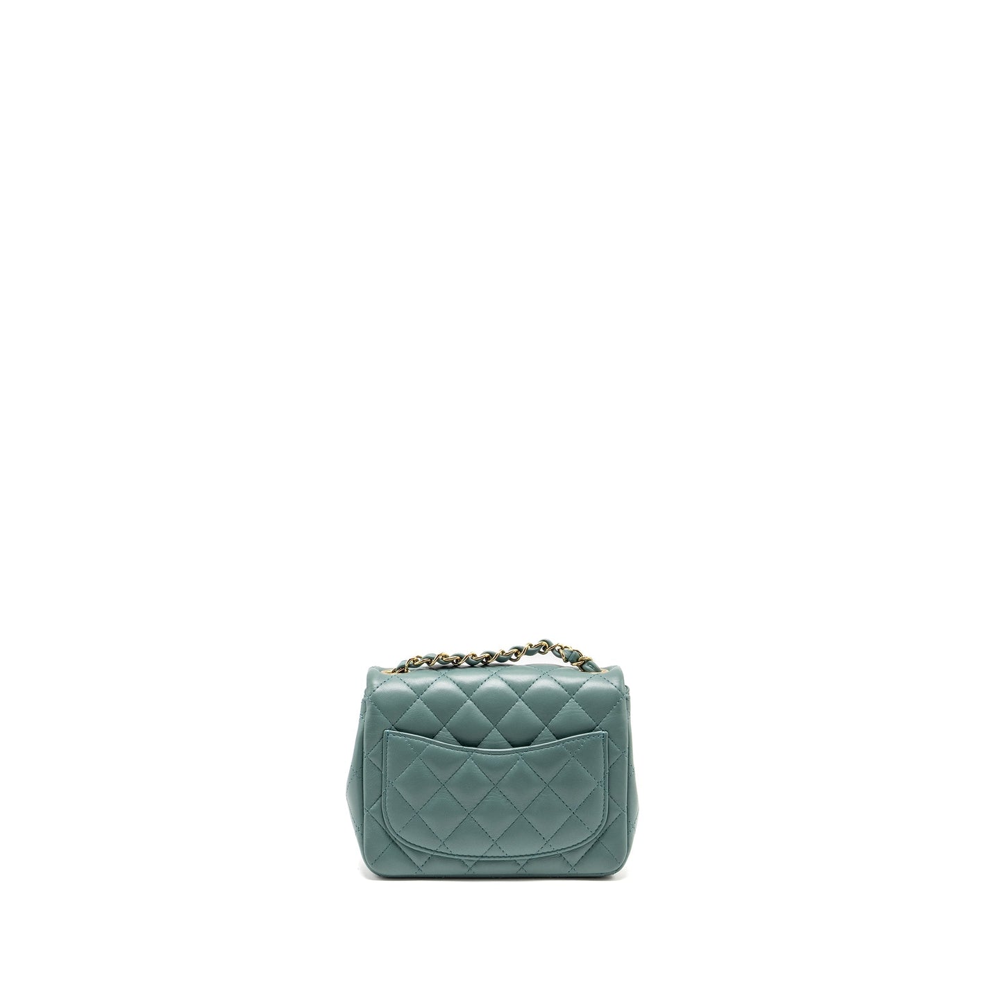 Chanel Mini Square Flap Bag Lambskin Green L (Microchip)