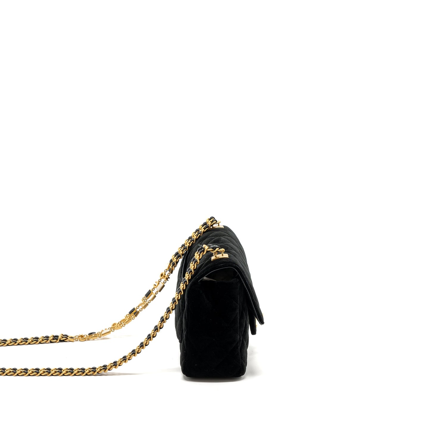 Chanel 22B Chanel on chains square flap bag velvet black  (Microchip)