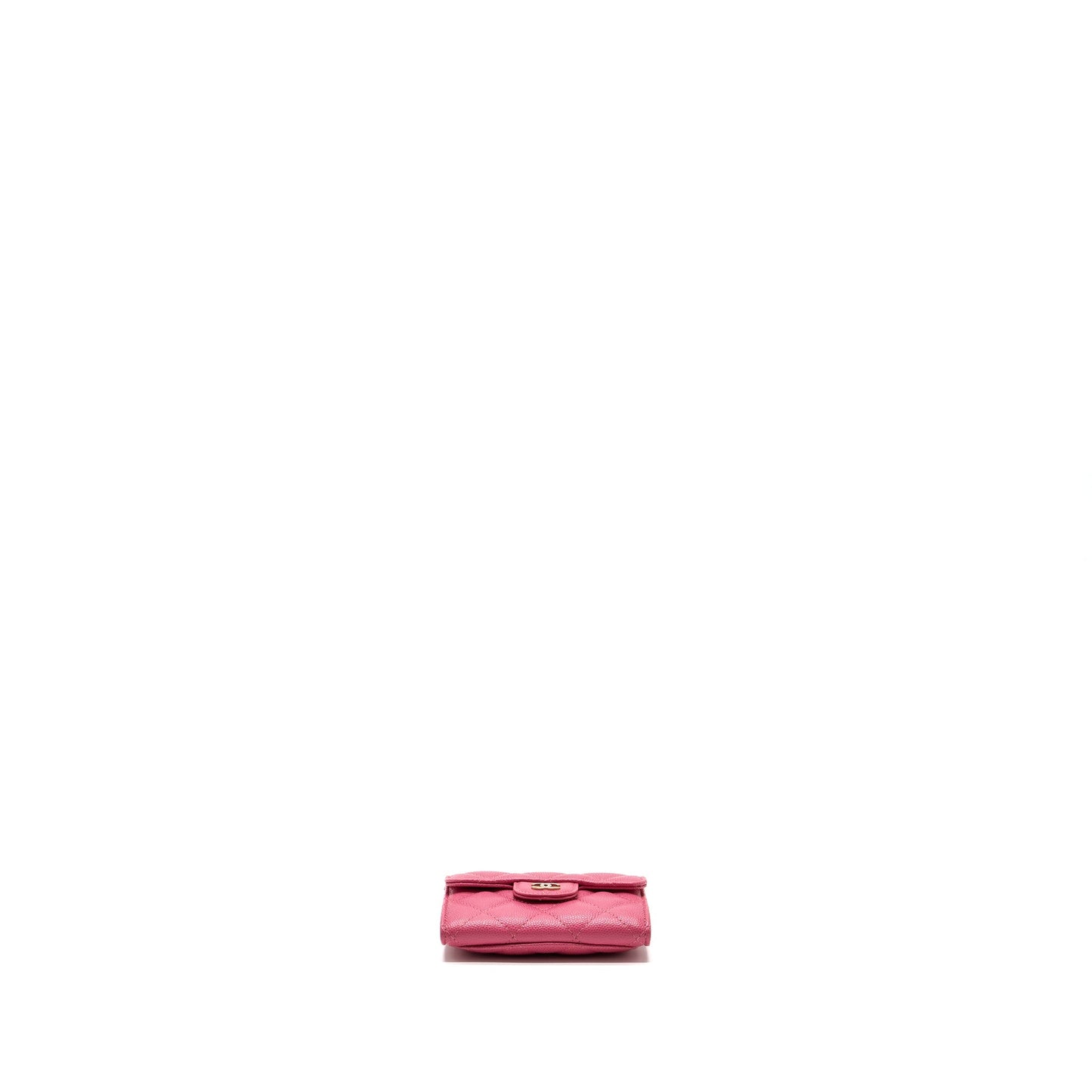 Chanel quilted small flap wallet caviar pink L