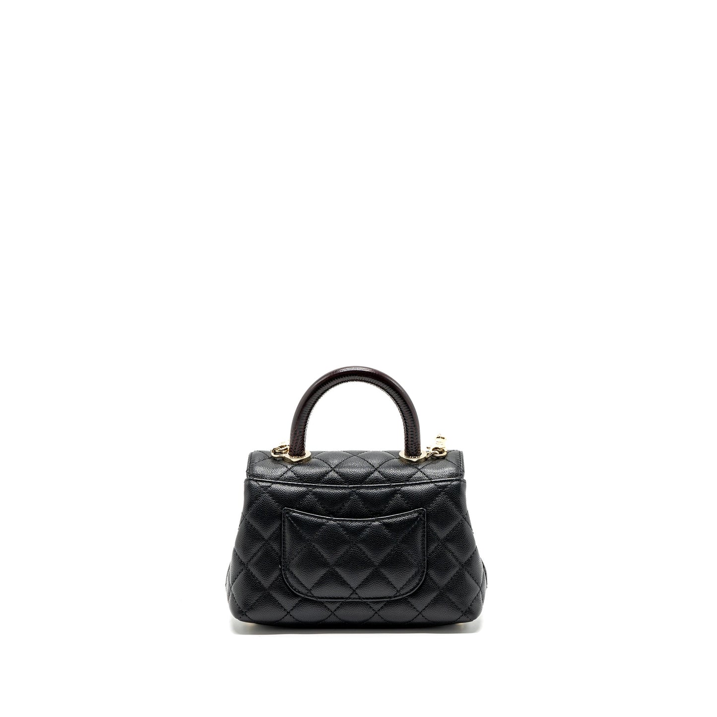 Chanel Coco Handle Extra Mini With Lizard Embossed Handle Caviar Black L(microchip)