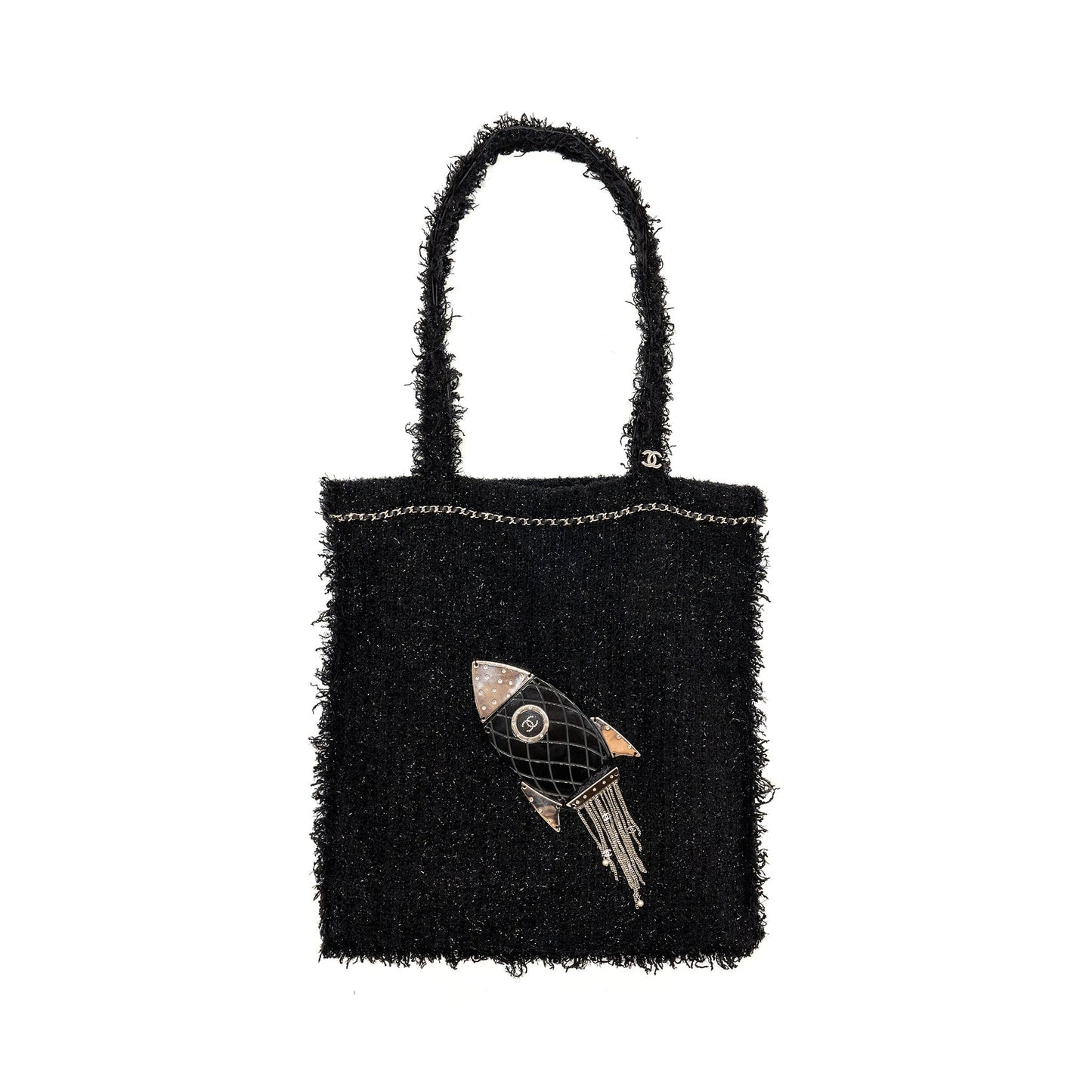 Chanel rocket tote bag tweed black