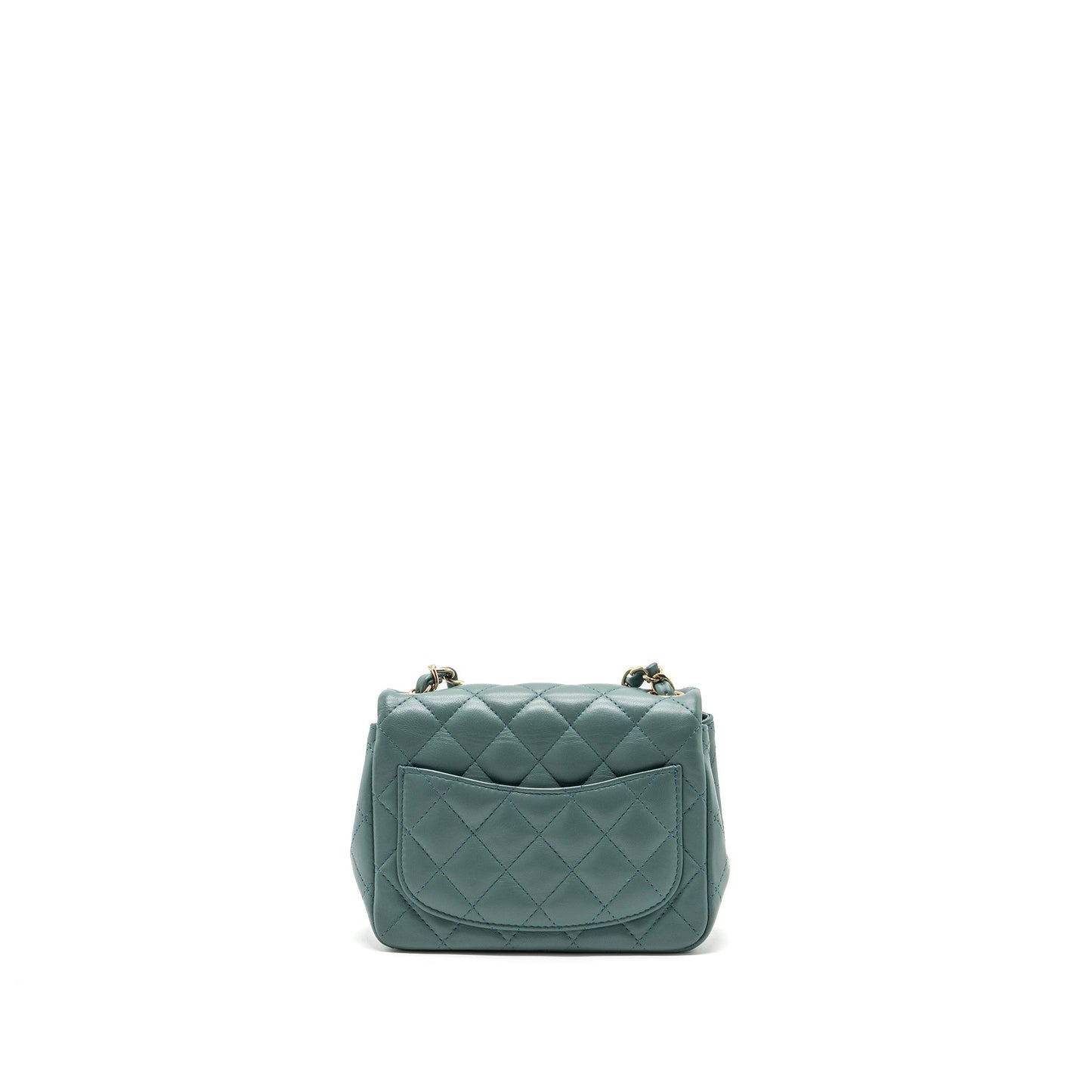 Chanel classic mini square flap bag lambskin green L (microchip)
