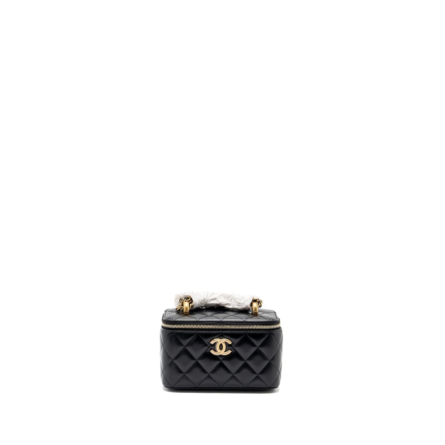 Chanel 24c Gold Crush Long Vanity Case Shiny Calfskin Black  (microchip)