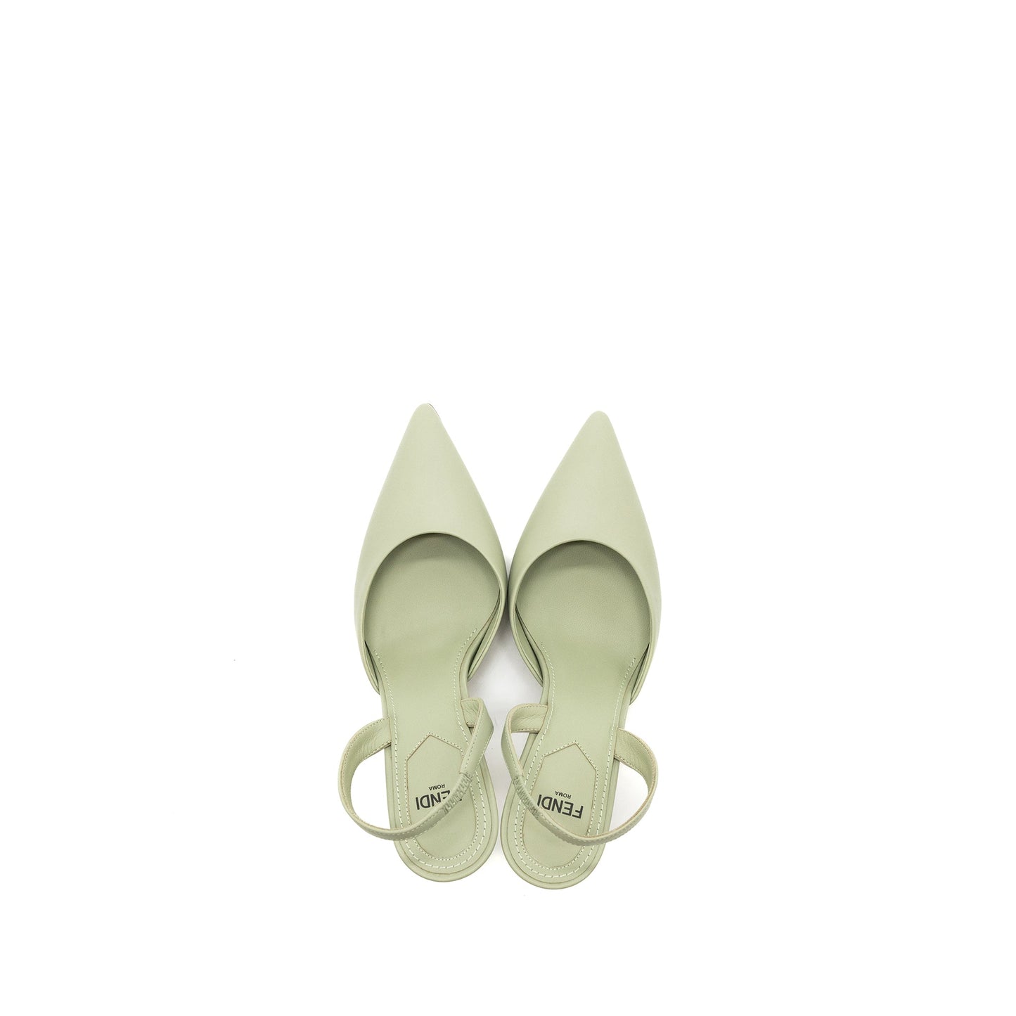 Fendi size 35 fendi first high-heeled slingbacks leather green