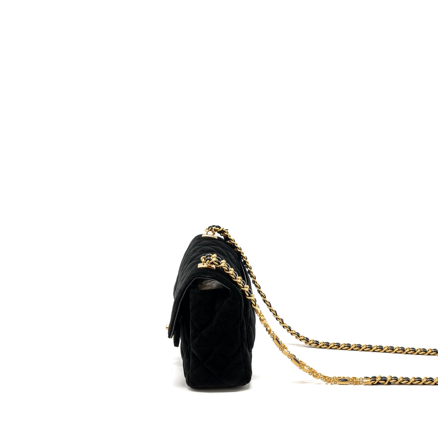 Chanel 22B Chanel on chains square flap bag velvet black  (Microchip)