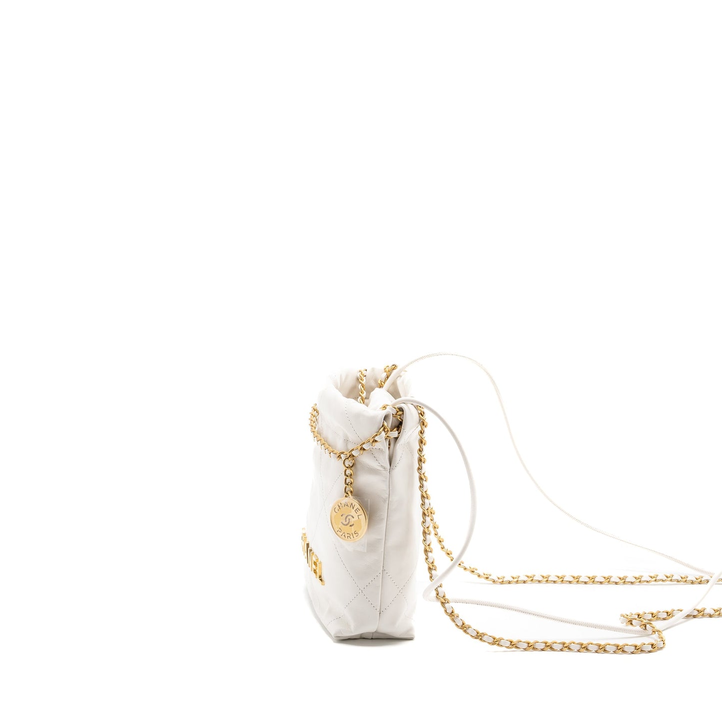 Chanel Mini 22 bag shiny calfskin white  (microchip)