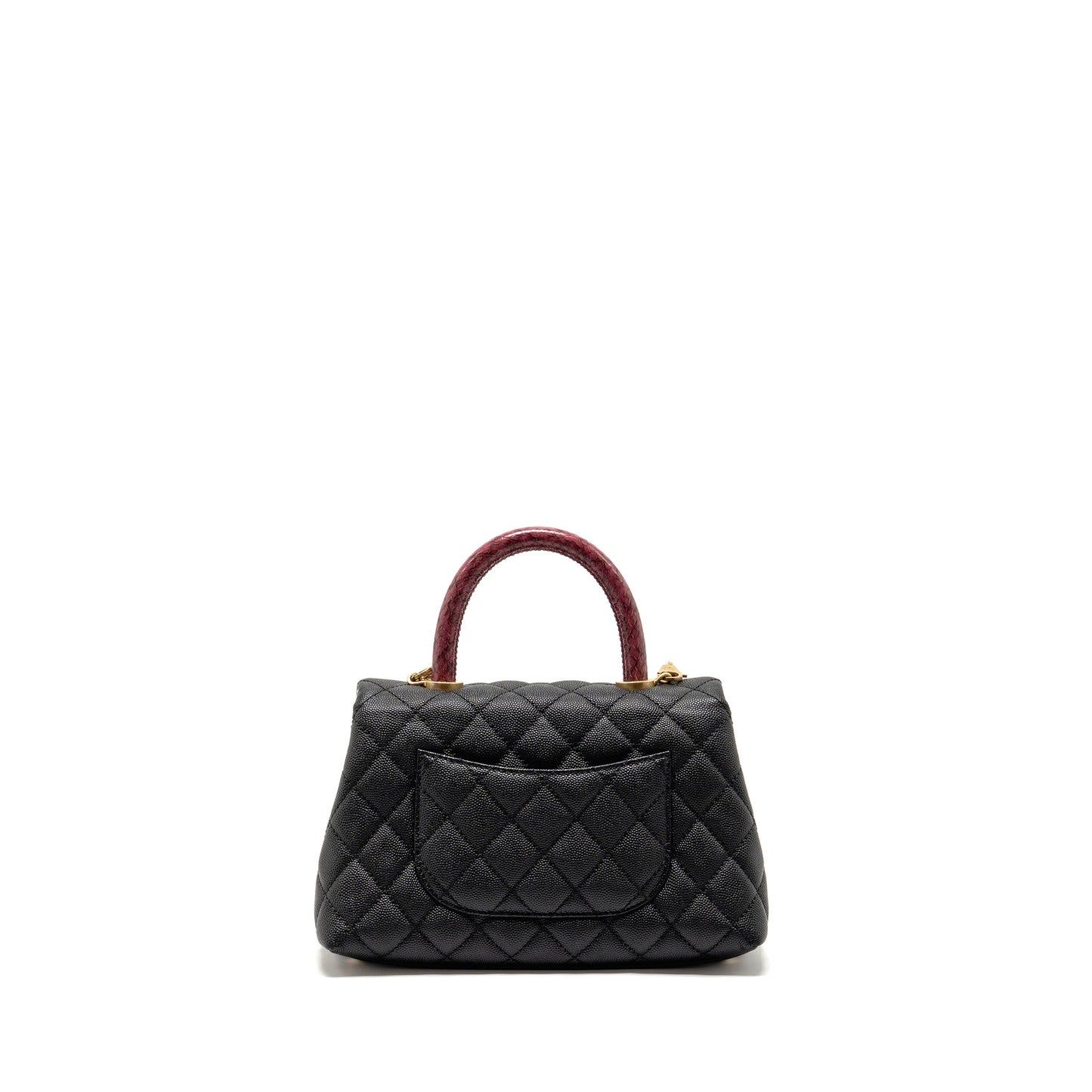 Chanel Small Coco Handle with Python Handle caviar Black/Burgundy