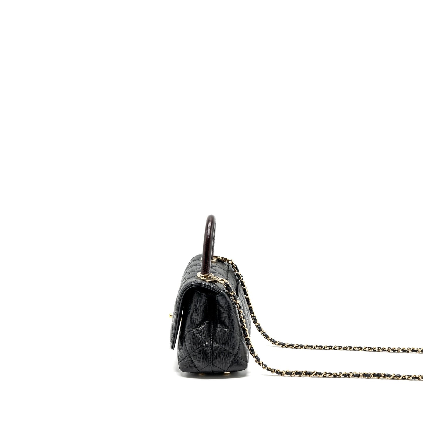 Chanel Coco Handle Extra Mini With Lizard Embossed Handle Caviar Black L(microchip)