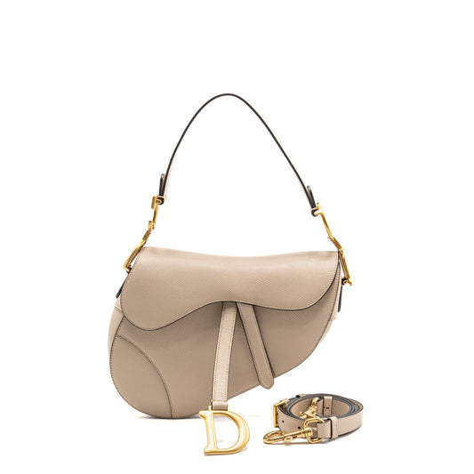 Dior Medium Saddle Purse Calfskin Beige