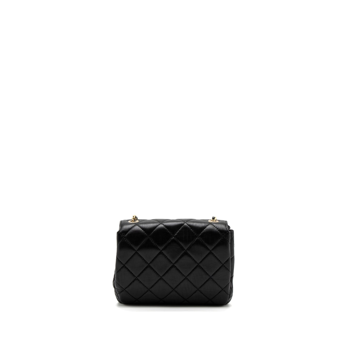 Chanel Quilted Square Flap Bag Goatskin Black Brushed  (Microchip)