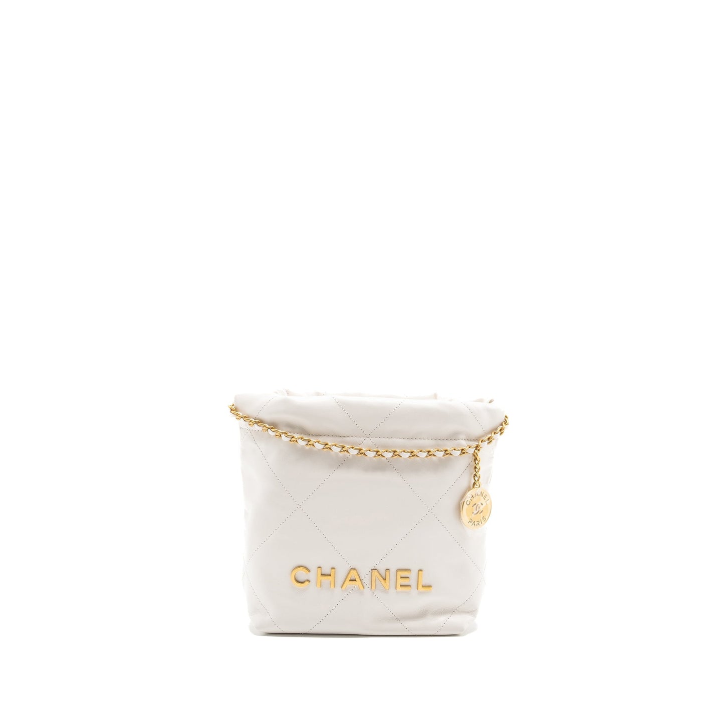 Chanel Mini 22 bag shiny calfskin white  (microchip)
