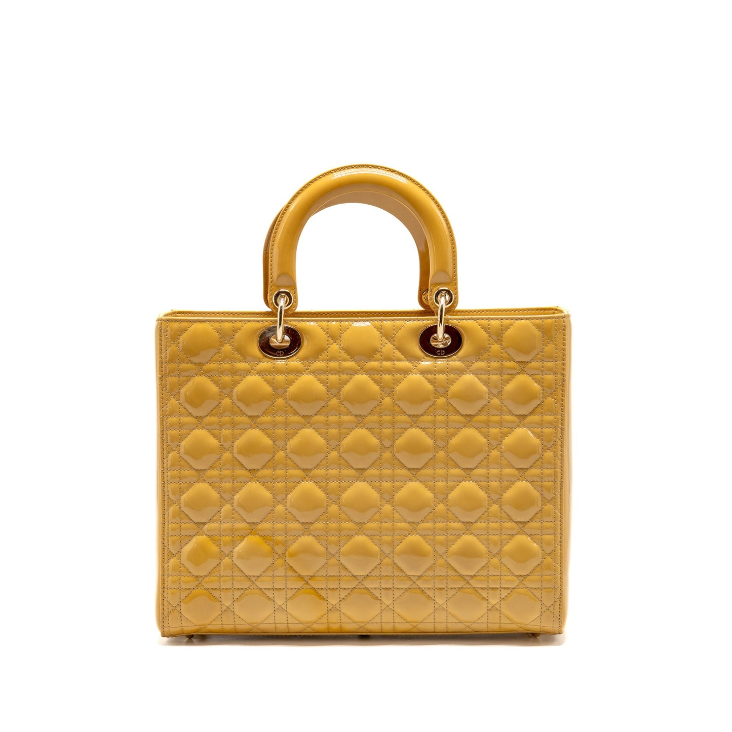 Dior Large Lady Dior Patent Leather Beige
