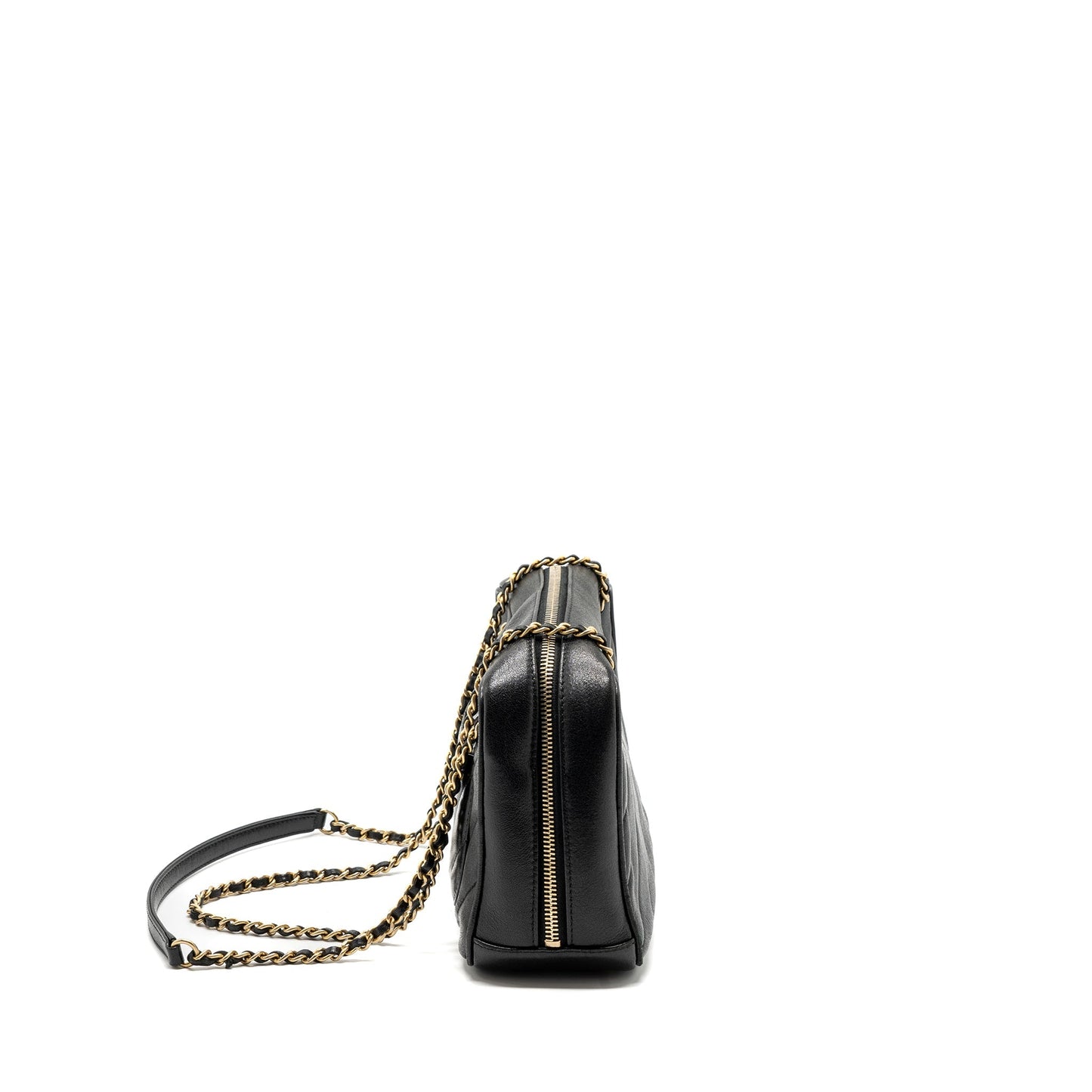 Chanel zipper camera chain bag lambskin black