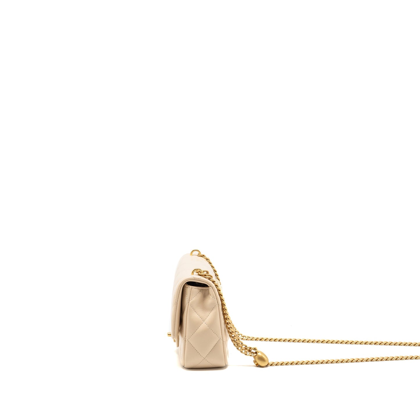 Chanel 25c Coco Love Adjustable Chain Shiny Lambskin Beige  (microchip)
