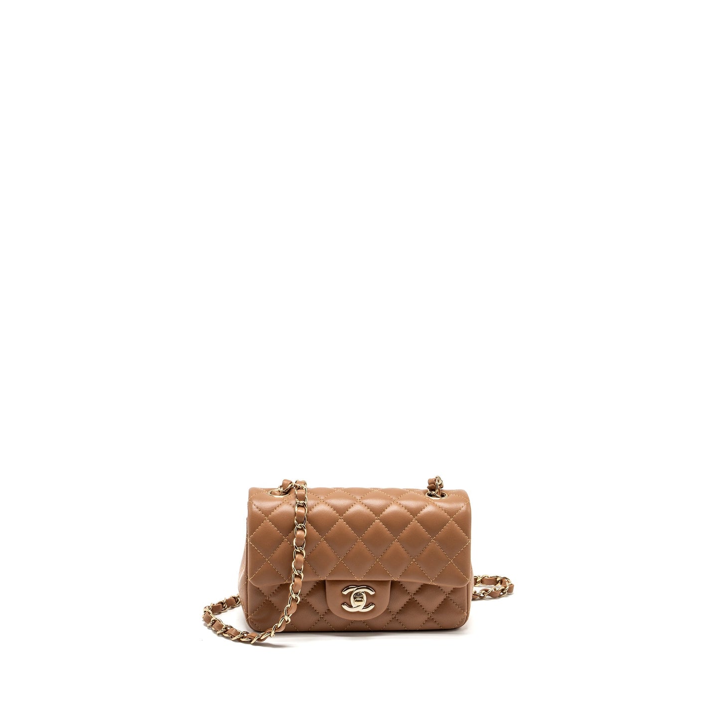 Chanel 22s Mini Rectangular Flap Bag Lambskin Caramel L (microchip)