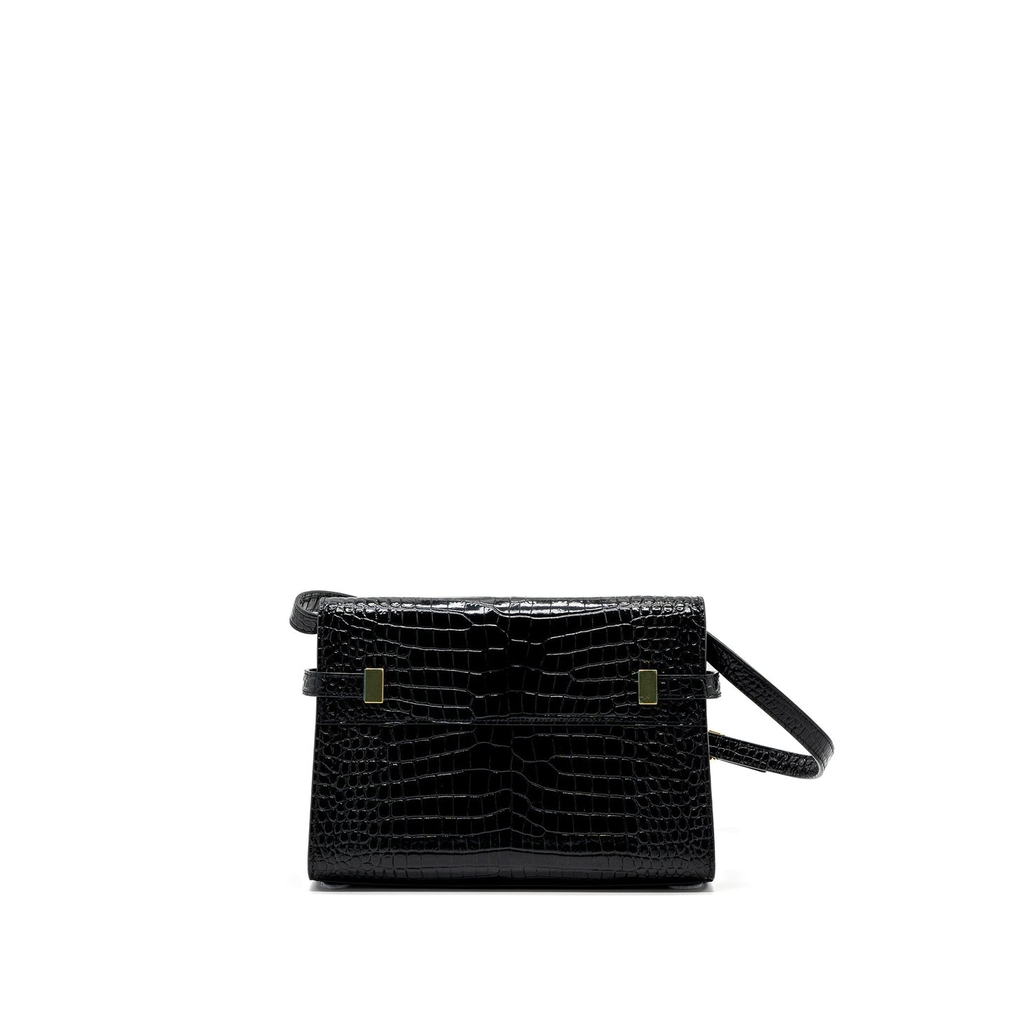 Saint Laurent Manhattan Mini Purse Crocodile-Embossed Black