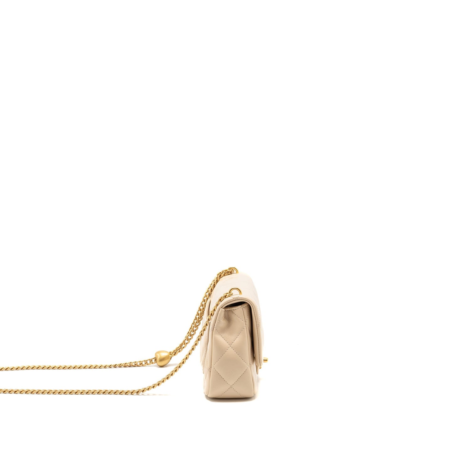 Chanel 25c Coco Love Adjustable Chain Shiny Lambskin Beige  (microchip)